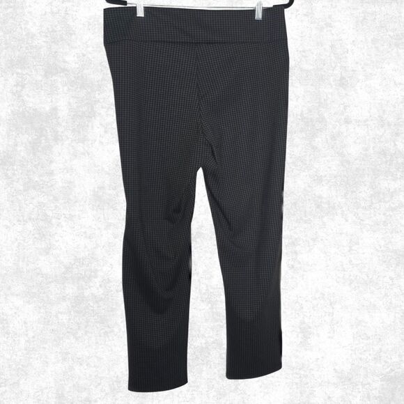 Hope & Harlow Black Houndstooth Stretch Pants L Pull-On Slim Leg Office Goth Alt - Picture 3 of 5
